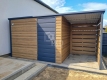 Ogłoszenie - Schowek - domek ogrodowy 3x2m + wiata 1,5m - drzwi - Winchester - drewnopodobny - dach spad w tył TKD370. Miniaturka 2