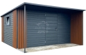 Ogłoszenie - Schowek - domek ogrodowy 4x3m - wiata 4x1m - antracyt - dach spad w tył - podbitka - zabudowa lamelami ID1077. Miniaturka 1