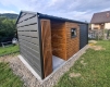 Ogłoszenie - Schowek - domek ogrodowy 4x2,5m - wiata 2m - brama - okno - jasny orzech - drewnopodobny - dekor z lameli - rynna ID1106. Miniaturka 6