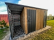 Ogłoszenie - Schowek - Domek ogrodowy 3x2,5m - wiata 0,5m - drzwi - 2 x okno - winchester - drewnopodobny - spad dachu w tył ID1129. Miniaturka 2