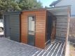 Ogłoszenie - Schowek - domek ogrodowy 4,4x2,5m + wiata 1,1x2,5m - drzwi przesuwne - drzwi - okno - antracyt - jasny brąz - dach spad. Miniaturka 3