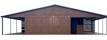 Ogłoszenie - Garaż blaszany 8x6 - 2x wiata - wnęka - brama uchylna - drzwi - 2x okno - drewnopodowny - dach dwuspadowy - rynny SO170. Miniaturka 1
