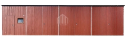 Ogłoszenie - Hala - Garaż blaszany 12x5m - 3x brama dwuskrzydłowa - drzwi - okno - jasny brąz - dach spad w tył - rynna  SO172. Miniaturka 1
