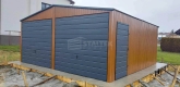 Ogłoszenie - Garaż blaszany 6x6 2x Brama + drzwi  jasny orzech drewnopodobny + antracyt Dach dwuspadowy ST110. Miniaturka 5