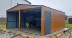 Ogłoszenie - Garaż blaszany 6x6 2x Brama + drzwi  jasny orzech drewnopodobny + antracyt Dach dwuspadowy ST110. Miniaturka 2