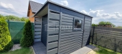 Ogłoszenie - Schowek - domek ogrodowy 2,5x2,5m + wiata 0,5m - drzwi - okno - antracyt - dach spad w tył ST141. Miniaturka 4
