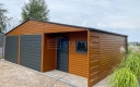 Ogłoszenie - Garaż blaszany 5x9m - wnęka - 2x brama - drzwi - okno - jasny orzech - drewnopodobny - rynny - dach dwuspadowy ST100. Miniaturka 4