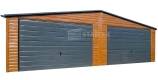Ogłoszenie - Garaż Blaszany 8x5 - 2x Brama Uchylna - Okno - Drzwi - Antracyt - jasny orzech Drewnopodobny - dach Dwuspadowy ST112. Miniaturka 1