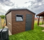 Ogłoszenie - Schowek - domek ogrodowy 2,7x3,5m - drzwi - okno - ciemny orzech - drewnopodobny - dach dwuspadowy - rynny ID1047. Miniaturka 4