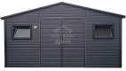 Ogłoszenie - Schowek - domek ogrodowy 4,5x3m - Brama dwuskrzydłowa - 2x okno - antracyt - czarny - dach dwuspadowy ID975. Miniaturka 1