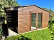 Ogłoszenie - Schowek - domek ogrodowy 5,5x4m - wiata 0,5m - drzwi szklane PCV - jasny orzech - drewnopodobny - dach dwuspadowy ID1136. Miniaturka 2