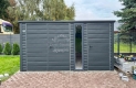 Ogłoszenie - Schowek - domek ogrodowy 4x3m - brama dwuskrzydłowa - okno - drzwi - antracyt - dach spad w tył ID1134. Miniaturka 3