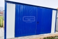 Ogłoszenie - GARAŻ BLASZANY 4m x 5m pion - spad w tył - Brama - niebieski + biały GB159. Miniaturka 4