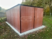 Ogłoszenie - Garaż blaszany 3x5m - Brama dwuskrzydłowa - jasny brąz - rynny - dach spad w tył GB144. Miniaturka 3