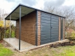 Ogłoszenie - Domek ogrodowy schowek  3,5x3,5m –  wiata 1x3,5m - brama dwuskrzydłowa –  okno - drewnopodobny - dach spad w tył PLG236. Miniaturka 3