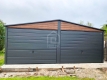 Ogłoszenie - Garaż blaszany 6x5,8 2x brama uchylna drzwi okno - ciemny orzech - antracyt - drewnopodobny - dach dwuspadowy PLG256. Miniaturka 2