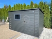Ogłoszenie - Schowek – domek ogrodowy 3×2 – wiata 0,4×2 – drzwi – okno – antracyt – dach spad w tył PLG247. Miniaturka 4