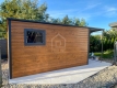 Ogłoszenie - Schowek - Domek ogrodowy 4x2m + wiata 1,5m drzwi okno ciemny orzech drewnopodobny - antracyt - dach spad w tył PLG261. Miniaturka 3