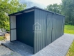 Ogłoszenie - Schowek - domek ogrodowy 5x2m - wiata 0,5m - brama dwuskrzydłowa - okno - antracyt - dach spad w tył PLG207. Miniaturka 8