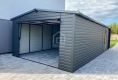 Ogłoszenie - Garaż blaszany 4x6m - wiata 1m - brama - drzwi - okno  - antracyt - rynna - dach dwuspadowy - blachodachówka PLG201. Miniaturka 5