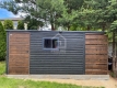 Ogłoszenie - Schowek - Domek ogrodowy 4x2m + wiata 1m  okno drewnopodobny dach spad w tył PLG190. Miniaturka 4