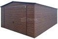 Ogłoszenie - Garaż blaszany 4x5m - brama uchylna - ciemny orzech - drewnopodobny - dach dwuspadowy ST244. Miniaturka 1