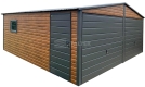 Ogłoszenie - Garaż blaszany 6x5,8 - 2x brama uchylna - drzwi - okno - ciemny orzech - antracyt - drewnopodobny - dach ST247. Miniaturka 1