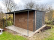 Ogłoszenie - Domek ogrodowy - schowek - 3,5x3,5m –  wiata 1x3,5m - brama dwuskrzydłowa –  okno - drewnopodobny - dach spad w tył ST22. Miniaturka 4
