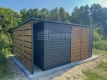 Ogłoszenie - Schowek - Domek Ogrodowy 4,5x2m + wiata 0,5m - Brama - jasny orzech - antracyt - dach spad w tył ST182. Miniaturka 2