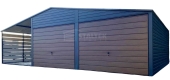 Ogłoszenie - Garaż blaszany 6x6m - wiata 3m - 2x Brama  - Antracyt - ciemny orzech - drewnopodobny Dach dwuspadowy ST177. Miniaturka 1