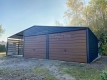 Ogłoszenie - Garaż blaszany 6x6m - wiata 3m - 2x Brama  - Antracyt - ciemny orzech - drewnopodobny Dach dwuspadowy ST177. Miniaturka 2