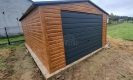 Ogłoszenie - Garaż blaszany 4x6m - brama uchylna - drzwi - okno - jasny orzech - drewnopodobny - dach dwuspadowy TS1193. Miniaturka 6