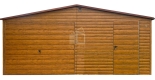 Ogłoszenie - Garaż blaszany 6,2x6m - brama uchylna - drzwi - jasny orzech - drewnopodobny - rynna - dach dwuspadowy ID1036. Miniaturka 1