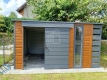 Ogłoszenie - Schowek - domek ogrodowy PREMIUM 4,5x2,5m - wiata 0,5m - drzwi przesuwne - okno drewnopodobny dach ID1087. Miniaturka 4