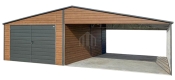 Ogłoszenie - Garaż blaszany 4x6 m + wiata 6x6 m - brama dwuskrzydłowa - drzwi  - dach dwuspadowy SO187. Miniaturka 1