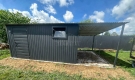 Ogłoszenie - Schowek - Domek ogrodowy 4x5 m + wiata 2x5 m - drzwi - okno - antracyt - dach spad w tył TS1342. Miniaturka 3