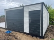 Ogłoszenie - Garaż blaszany 5x6m - brama  uchylna - 2x drzwi antracyt - biały - dach spad w tył  GP679. Miniaturka 4