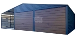 Ogłoszenie - Garaż blaszany 6x6m - wiata 3m - 2x Brama  - Antracyt - ciemny orzech - drewnopodobny Dach dwuspadowy GP681. Miniaturka 1
