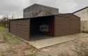 Ogłoszenie - Garaż blaszany 6x6m - wiata 3m - 2x Brama - ciemny orzech - drewnopodobny Dach dwuspadowy - rynny GP682. Miniaturka 3