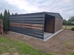 Ogłoszenie - Garaż blaszany 6x6m - wiata 3m - 2x brama - drzwi - antracyt - ciemny orzech - drewnopodobny - dach dwuspadowy  GP683. Miniaturka 5