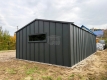 Ogłoszenie - Garaż blaszany 9x6 m - brama dwuskrzydłowa - brama uchylna - 3 x okno - blacha "na rąbek"  dach dwuspad odwrócony GP687. Miniaturka 5