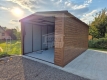 Ogłoszenie - Garaż blaszany 3,5x6m - Brama uchylna - automat - jasny orzech - drewnopodobny - blachodachówka - Dach dwuspadowy GP673. Miniaturka 2