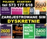 Ogłoszenie - Zarejestrowane startery telefoniczne karty SIM prepaid eSIM Internet Częstochowa. Miniaturka 1