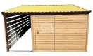 Ogłoszenie - Domek ogrodowy 2,5x5 m + wiata 1,5x5 m drzwi 2x okno drewnopdobny dwuspad odwrócony blachodachówka rynny GP755. Miniaturka 1