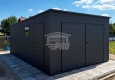 Ogłoszenie - Garaż blaszany 4x5 m - brama dwuskrzydłowa - drzwi - okno - antracyt - dach spad w tył GP765. Miniaturka 3