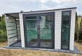 Ogłoszenie - Schowek - domek ogrodowy 3,5x2 m + wiata 1x3 m - drzwi PCV - 2x okno - biały - antracyt - dach spad w tył GP748. Miniaturka 2