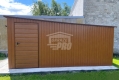 Ogłoszenie - Garaż blaszany 4,5x6 m - brama uchylna - drzwi - złoty dąb - drewnopodobny - dach spad w tył GP763. Miniaturka 5