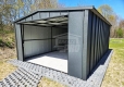 Ogłoszenie - Garaż blaszany 4x6 m - brama uchylna - antracyt - blacha na rąbek - dach dwuspadowy GP741. Miniaturka 4