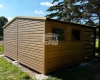 Ogłoszenie - Domek ogrodowy 2,5x5 m + wiata 1,5x5 m drzwi 2x okno drewnopdobny dwuspad odwrócony blachodachówka rynny GP755. Miniaturka 2
