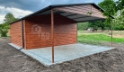 Ogłoszenie - Garaż blaszany 5x6 m + wiata 5x3 m - brama uchylna - drzwi - 2x okno - drewnopodobny - rynny - dach TKD462. Miniaturka 3